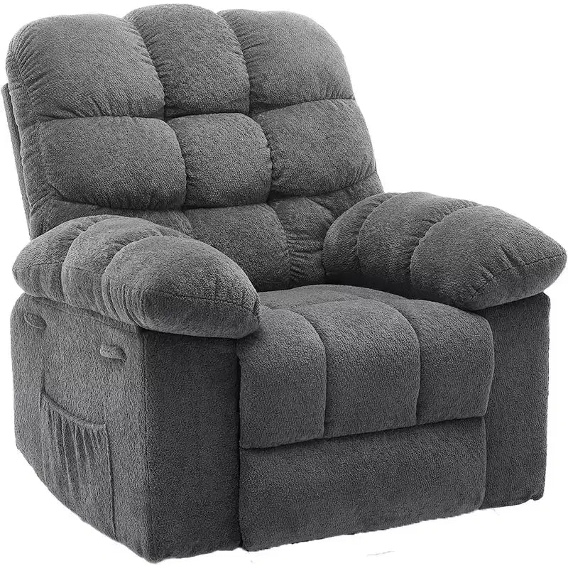Manueller Relaxsessel, ergonomischer, atmungsaktiver Stoff-Relaxliege mit Seitentaschen, Einzelsessel, geeignet für Wohnzimmer Schlafzimmer