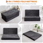 SunnyFurn 6 Zoll Dreifach-Klappmatratze Schlafsofa, 75x54,3 Schaumstoff-Gästebett mit getuftetem Cordbezug, tragbar für Camping, Wohnzimmer, Schlafzimmer