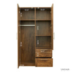 Weißer Kleiderschrank mit Türen, Schubladen und Kleiderstange