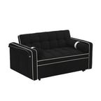 Samt-Schlafsofa zum Umbauen, 140 cm, 2-Sitzer, mit Ausziehbett, verstellbarer Rückenlehne, Seitentaschen und Handyhalterung