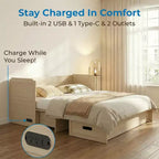 Mjkone Queen-Size-Schrankbett mit Matratze, USB-Ladeanschluss und Aufbewahrungsschubladen