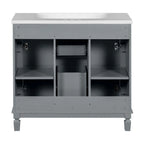 Moderner 36'' Badschrank mit Aufsatzwaschbecken und Spiegelschrank, 2 Türen und 2 Schubladen