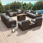 13-teiliges Gartenmöbel-Set mit Feuertisch
