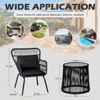 3-teiliges Outdoor-Bistro-Set aus Korbstühlen, witterungsbeständige Rattanmöbel-Sitzgruppe mit Kissen