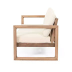 Akazienholz-Gartenmöbel-Set, Outdoor-Sitzgruppe mit Couchtisch und weichen Kissen für Garten, Veranda und Balkon, Beige - Merax