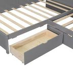 L-förmiges Plattformbett in Twin-Größe mit Rollbett und Ladestation, Holzbettgestell mit Bücherregal