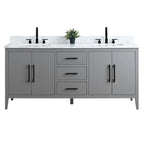Vanity Art 72 Zoll Badezimmer-Waschtischunterschrank mit Doppelwaschbecken und Kunstmarmorplatte