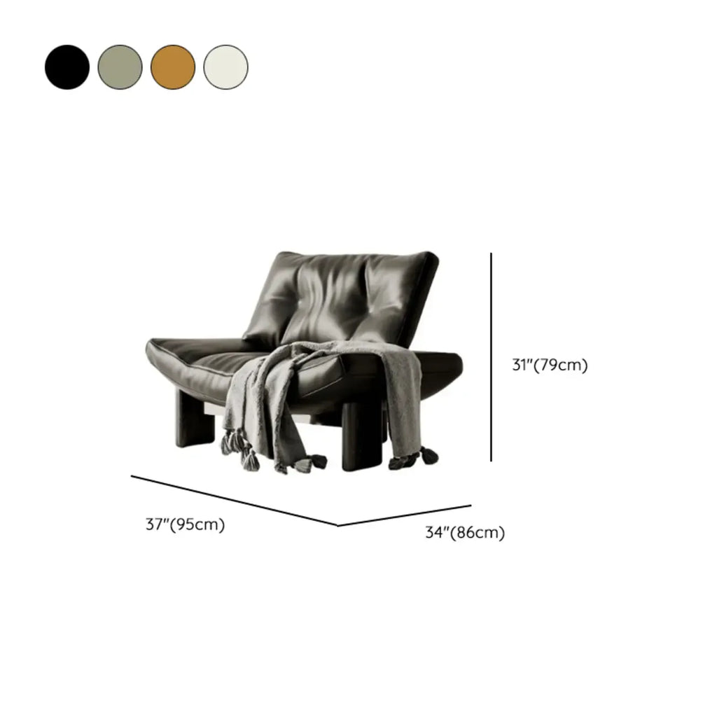 Zeitgenössischer armloser Akzentstuhl aus schwarzem Chenille mit Knopfheftung