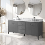 Vanity Art 72 Zoll Badezimmer-Waschtischunterschrank mit Doppelwaschbecken und Kunstmarmorplatte
