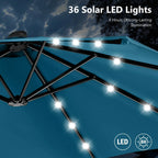 MAISON ARTS 4,5 m rechteckiger Kurbel-Doppelseiten-Sonnenschirm für den Außenbereich, solarbetriebener LED-Terrassenschirm mit Sockel