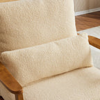 Polster-Akzentsessel aus Leinenmischgewebe mit Holzbeinen und einem Kissen, Beige