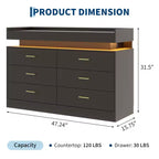 Moderner TV-Schrank mit 6 Schubladen & LED-Beleuchtung, schwebende Arbeitsplatte als Kaffeebar für Wohnzimmer Entertainment Center
