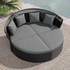 Nuon 4-teilige/5-teilige Outdoor-Garten-Sitzgruppe, Rattan-Tagesbett-Set mit Überdachung von Havenside Home