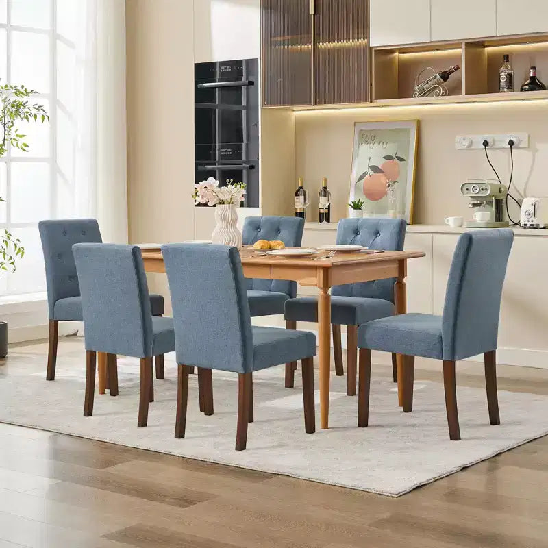 Parsons Esszimmerstühle mit Knopfheftung, 6er/4er-Set – Polsterstühle aus Stoff mit Holzbeinen & gepolsterten Sitzen – Wohnzimmer- und Küchenmöbel