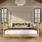 Harbor King Himmelbett mit gepolstertem Kopfteil, Blonde/Swiss Coffee (MD2411-01)