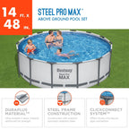 Bestway Steel Pro MAX Rundschwimmbecken Aufstellpool mit Pumpe & Abdeckung