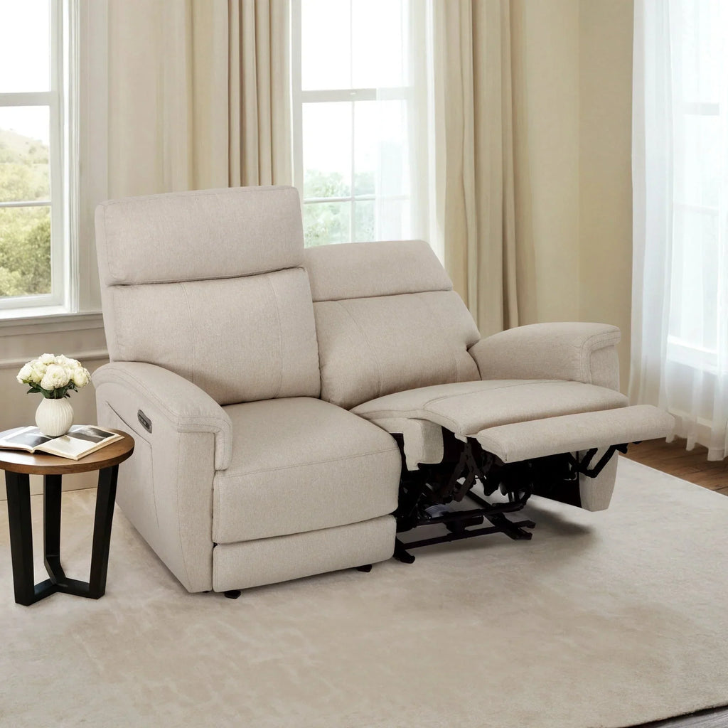 MCombo 60.2 Power Loveseat Relaxsofa mit Massage und zweifacher Heizung, verstellbarer Kopfstütze, USB- & Typ-C-Anschluss, Stoff