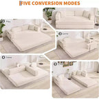 5-in-1 Schlafsofa, 78.8 Modulares Cord-Schlafsofa mit stabilem Rahmen, Multifunktions-Futon für kleine Räume, Wohnzimmer und Gästezimmer