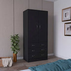 Moderner Doppeltür-Kleiderschrank (19) mit 3 Schubladen und 1 Kleiderstange für das Schlafzimmer