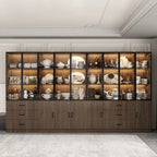 Beleuchteter Aluminium-Glas-Schrank, anpassbar als Buffet/Bücherregal