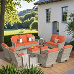 XIZZI 9-teiliges Gartenmöbel-Set mit drehbaren Stühlen für den Außenbereich