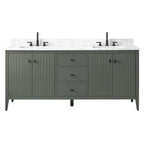 Vanity Art 72 Zoll Badezimmer-Waschtischunterschrank mit Doppelwaschbecken und Kunstmarmorplatte
