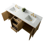 Vanity Art 72 Zoll Badezimmer-Waschtischunterschrank mit Doppelwaschbecken und Kunstmarmorplatte