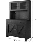 Küchenschrank mit Mikrowellenständer, Vitrinenschrank mit Anrichte und verstellbaren Einlegeböden, für Küche, Esszimmer
