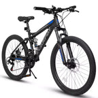 Okak 27,5 Zoll Mountainbike mit doppelter Federung vorne und hinten, 21-Gang Dirt Bike mit mechanischer Scheibenbremse, Erwachsenenfahrrad für Herren und Damen