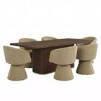 Christopher Knight Home Yodsak Modernes 7-teiliges Esszimmer-Set aus Holz und Metall mit 180°-Drehstühlen