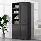 Badezimmerschrank mit Türen und Schubladen, Kippwäschekorb, mehreren Ablagefächern, freistehend