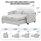 61.6 Modernes Chenille-Schlafsofa mit USB-Anschlüssen, Becherhaltern und verstellbarer Rückenlehne für Wohnzimmer, Apartment