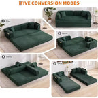 5-in-1 Schlafsofa, 78.8 Modulares Cord-Schlafsofa mit stabilem Rahmen, Multifunktions-Futon für kleine Räume, Wohnzimmer und Gästezimmer