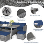 Costway 7-teiliges Terrassen-Essgruppe Rattan-Sofa Couch Ottomane – Details ansehen