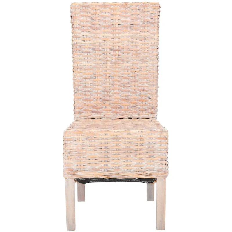 2er-Set Esszimmerstühle aus natürlichem Korbgeflecht 48B x 56T x 104H cm, Boho Coastal Stil