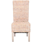 2er-Set Esszimmerstühle aus natürlichem Korbgeflecht 48B x 56T x 104H cm, Boho Coastal Stil