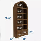 72" geschwungenes Bücherregal mit Aufbewahrungsschublade, modernes 6-stöckiges Holzregal mit offenen Fächern und unterer Schublade, gebogene Schranktür