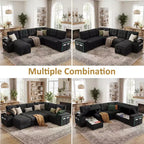 Dyonery 112 Modulares Schlafsofa mit Ausziehfunktion, U-förmiges Schnittsofa mit Stauraum, extra breite und tiefe Sitzflächen für das Wohnzimmer