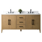 Vanity Art 72 Zoll Badezimmer-Waschtischunterschrank mit Doppelwaschbecken und Kunstmarmorplatte