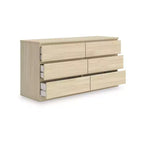 Signature Design by Ashley Modern Onita Kommode mit 6 Schubladen, Kommode in Naturholzbraun mit griffloser Ausführung
