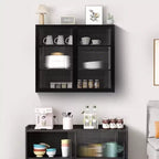 Okak Moderner 2-türiger Wandschrank mit 3-stufigem Stauraum und Glastüren für Flur/Esszimmer/Wohnzimmer/Küche