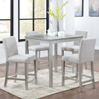 Modernes 5-teiliges Esszimmer-Set mit quadratischem Tresenhochtisch und 4 gepolsterten Stühlen