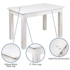 Flash Furniture 46 x 30 rechteckiger Esstisch aus massiver Kiefer im Landhausstil