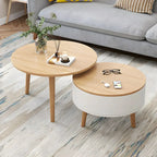 Schwarz Weiß Moderner Runder Couchtisch aus Holz mit Stauraum