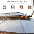 EROMMY Hardtop-Pavillon, Outdoor-Pergola mit Doppeldach & Netzen & Vorhängen, Hochleistungs-Canopy für Terrasse, Garten, Poolparty