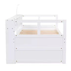 Whisen Twin XL Tagesbett aus Holz mit 2 Ausziehbetten, 3 Staufächern, 1 kostenloser Leuchte und USB-Ladefunktion