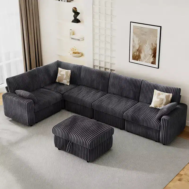 Dyonery Modulares Cord-Ecksofa mit waschbaren Bezügen