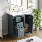 30 Zoll Einzelwaschtisch-Badschrank mit Unterschrank und 3 Schubladen – Schwarz / Blau / Grün / Indigo / Weiß
