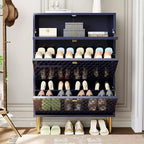 CLIHOME Schuhschrank für 24 Paar Schuhe, Flur, Schuhaufbewahrung, mit Kippfächern, Schuhregal