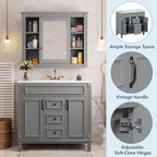 Moderner 36'' Badschrank mit Aufsatzwaschbecken und Spiegelschrank, 2 Türen und 2 Schubladen